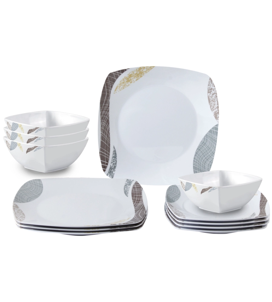 SET 12 STOVIGLIE DA CAMPEGGIO BRUNNER "KHADÌ" IN MELAMINA ANTISCIVOLO