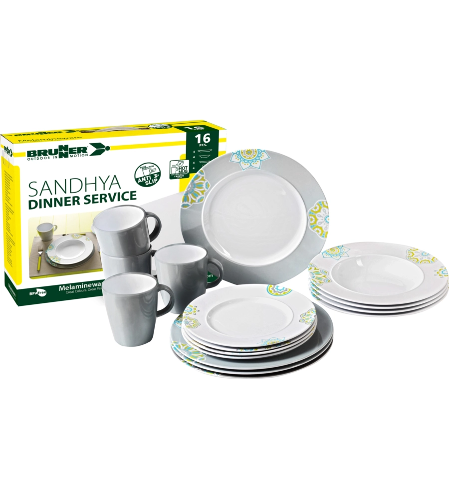 SET 16 STOVIGLIE DA CAMPEGGIO BRUNNER "SANDHYA"