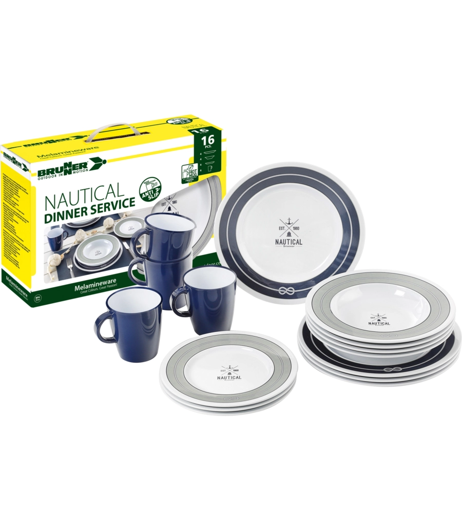 SET 16 STOVIGLIE DA CAMPEGGIO BRUNNER "NAUTICAL"