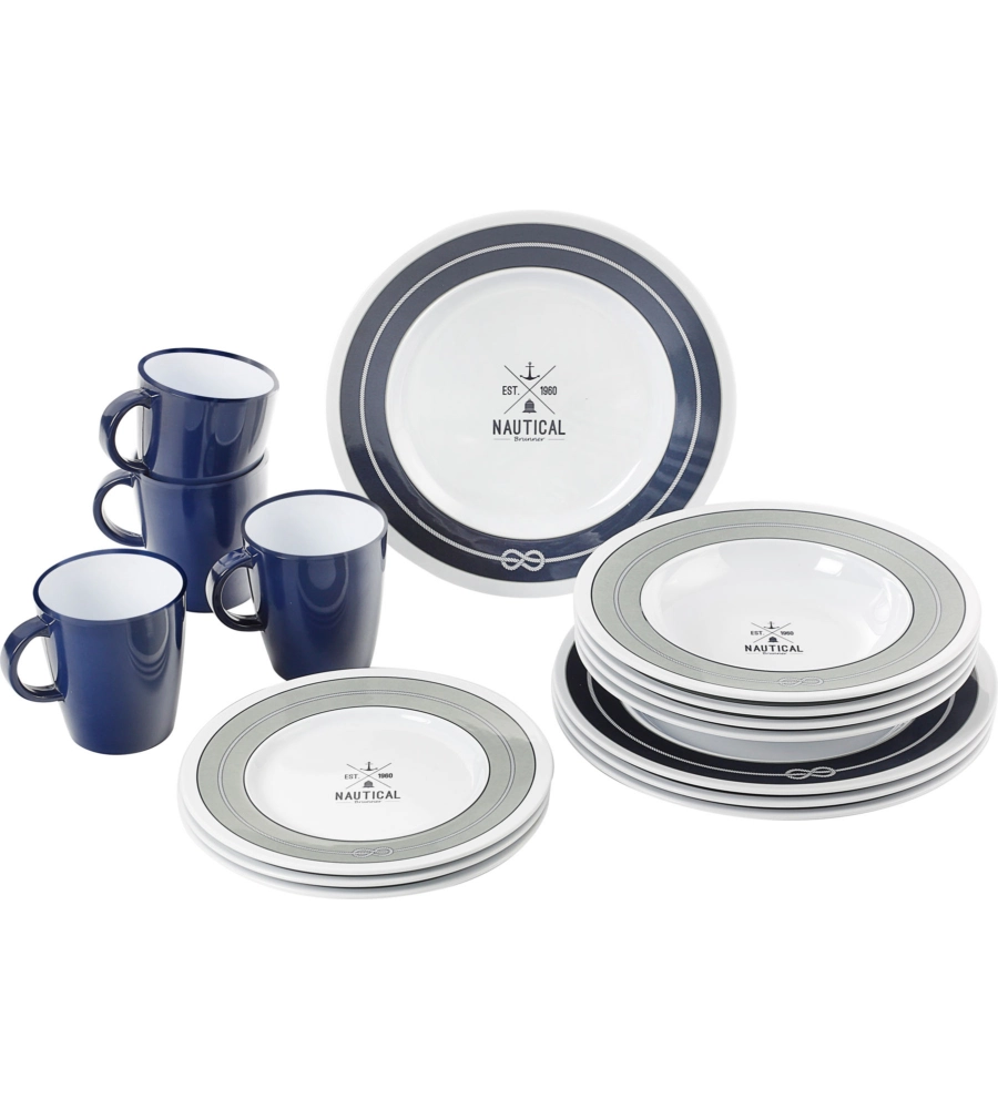 SET 16 STOVIGLIE DA CAMPEGGIO BRUNNER "NAUTICAL"