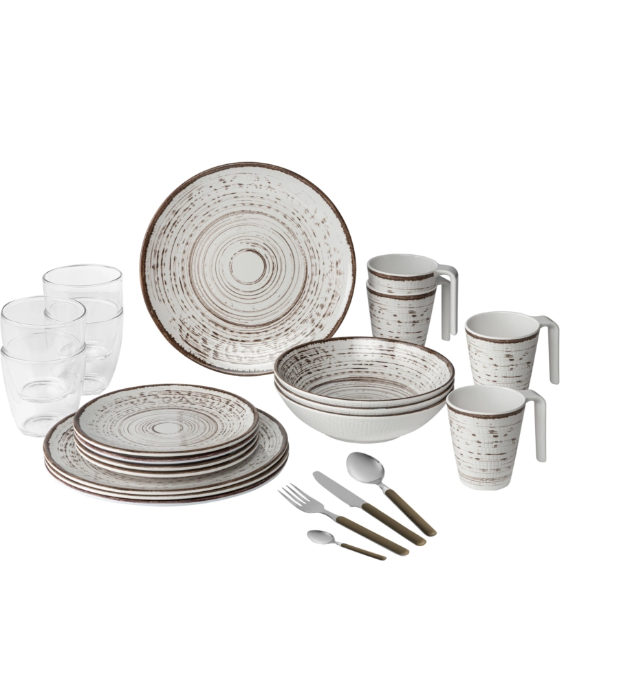 SET 36 STOVIGLIE DA CAMPEGGIO BRUNNER "KASSANDRA" IN MELAMINA ANTISCIVOLO