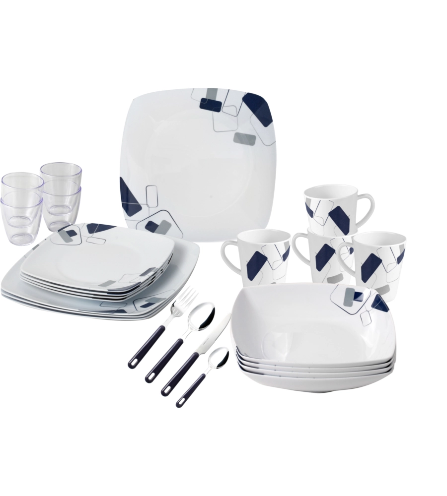 SET 36 STOVIGLIE DA CAMPEGGIO BRUNNER "PANAREA" IN MELAMINA