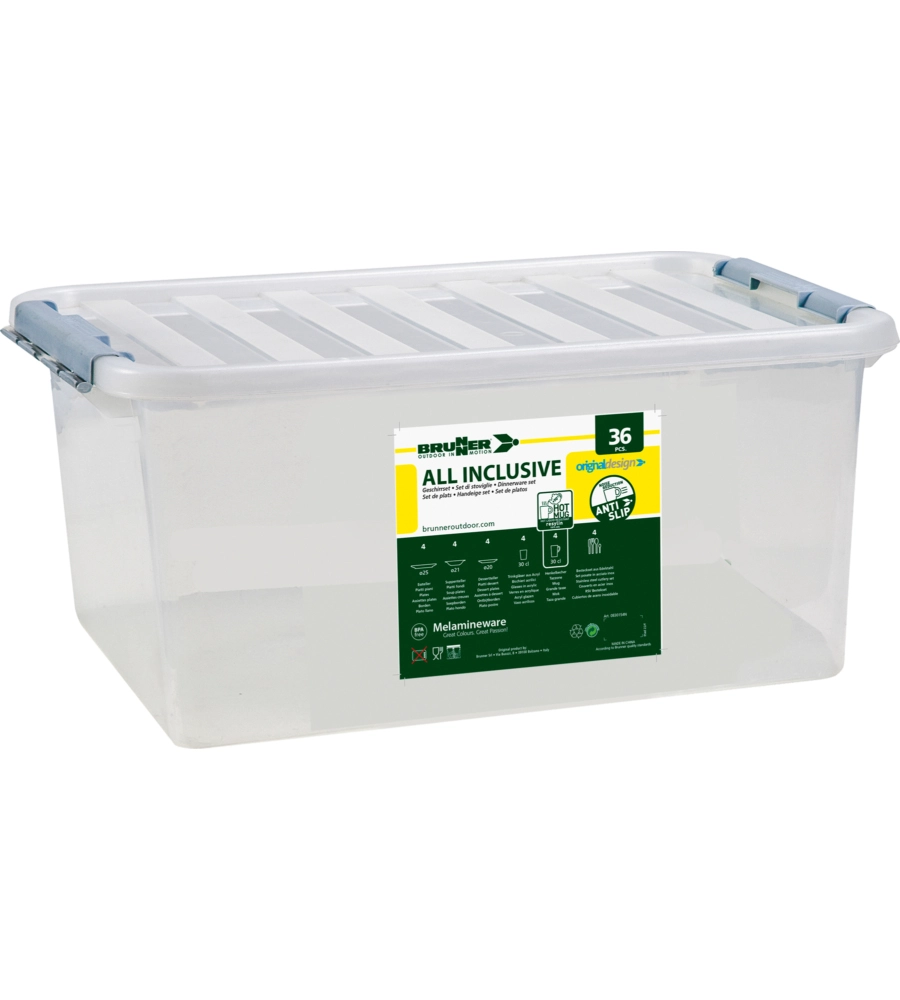 SET 36 STOVIGLIE DA CAMPEGGIO BRUNNER "SAVANA" IN STONE TOUCH ANTISCIVOLO