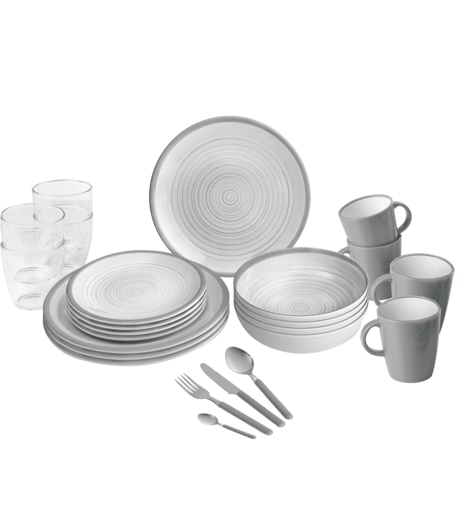 SET 36 STOVIGLIE DA CAMPEGGIO BRUNNER "BELLAGIO" IN STONE TOUCH ANTISCIVOLO