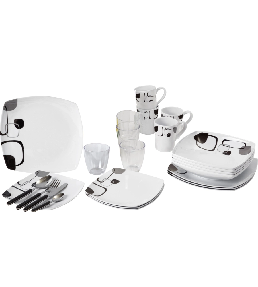 SET 36 STOVIGLIE DA CAMPEGGIO BRUNNER "ENIGMA" IN MELAMINA
