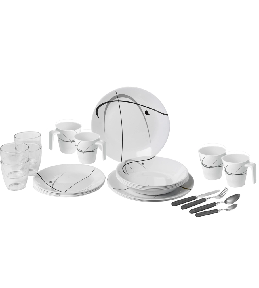 SET 36 STOVIGLIE DA CAMPEGGIO BRUNNER "SERENADE" IN MELAMINA ANTISCIVOLO