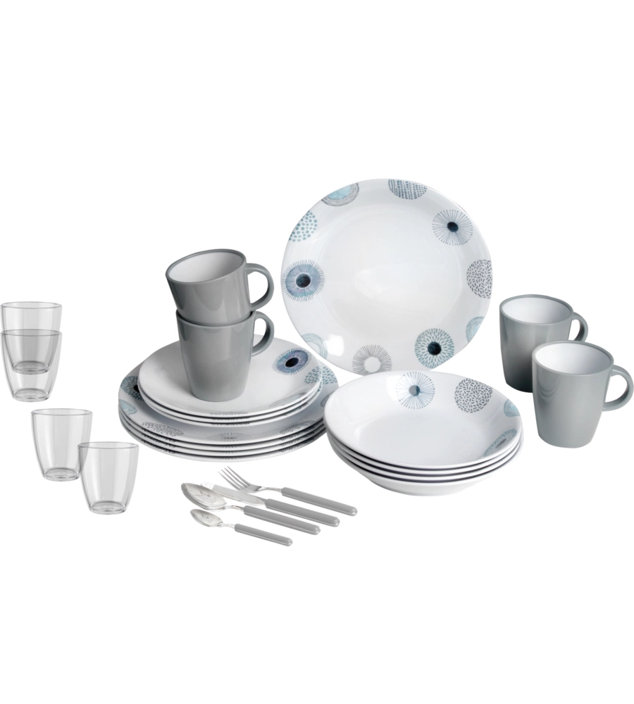 SET 36 STOVIGLIE DA CAMPEGGIO BRUNNER "DEEP SEA" IN MELAMINA ANTISCIVOLO