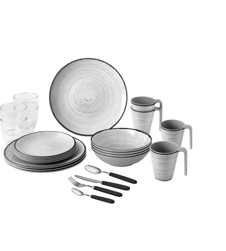 SET 36 STOVIGLIE DA CAMPEGGIO BRUNNER "TIVOLI" IN MELAMINA ANTISCIVOLO
