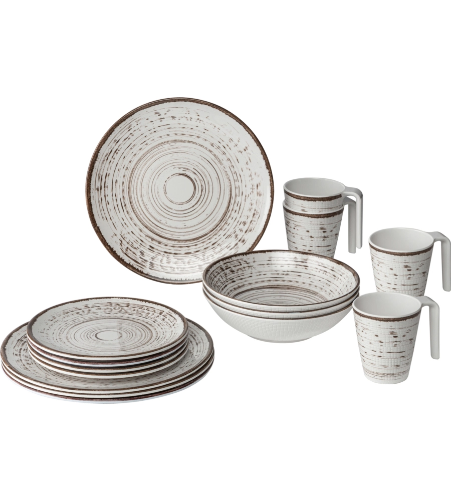 SET 16 STOVIGLIE DA CAMPEGGIO BRUNNER "KASSANDRA" IN MELAMINA ANTISCIVOLO