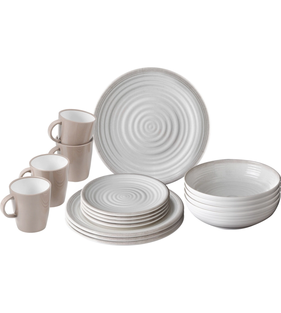 SET 16 STOVIGLIE DA CAMPEGGIO BRUNNER "SAVANA" IN STONE TOUCH ANTISCIVOLO