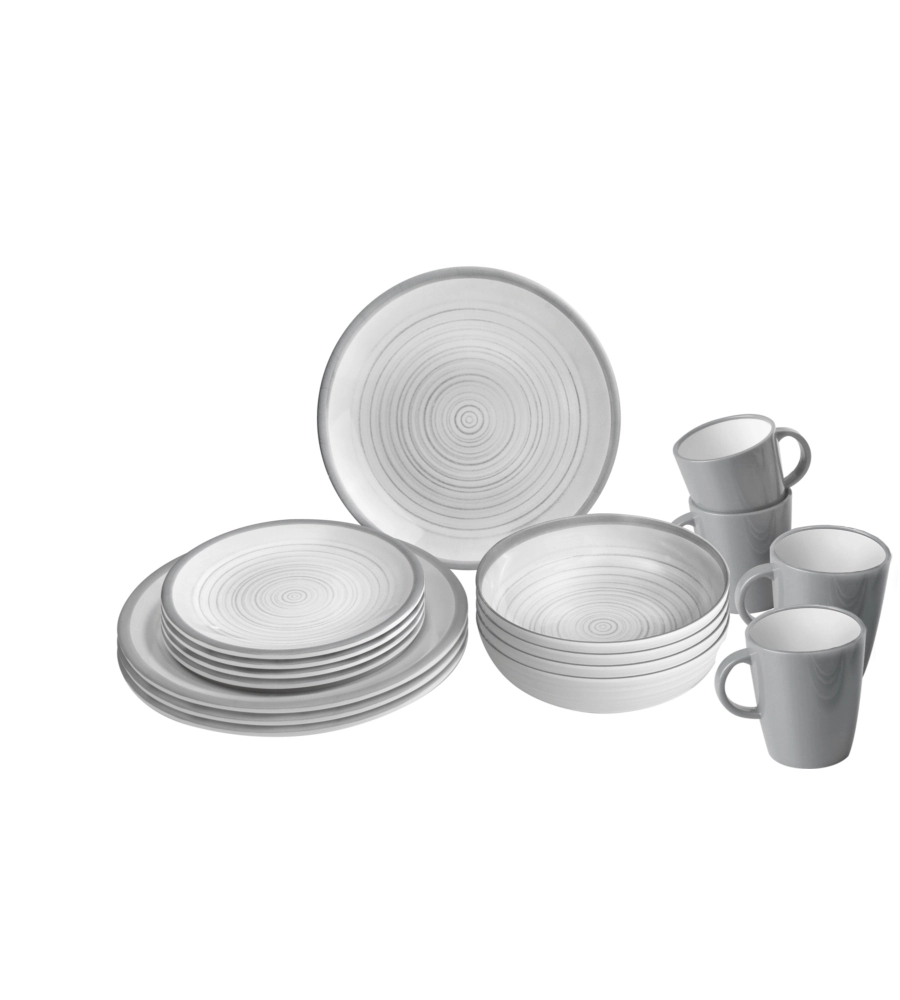 SET 16 STOVIGLIE DA CAMPEGGIO BRUNNER "BELLAGIO" IN STONE TOUCH ANTISCIVOLO