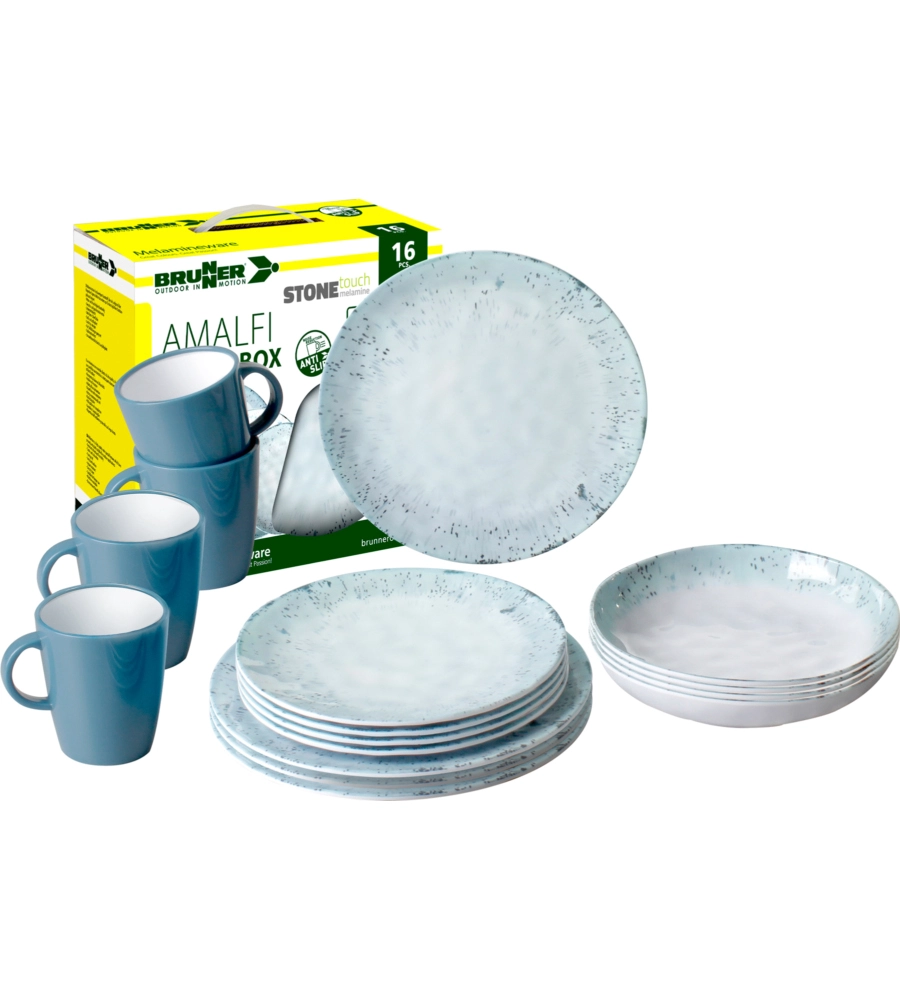 SET 16 STOVIGLIE DA CAMPEGGIO BRUNNER "AMALFI" IN MELAMINA