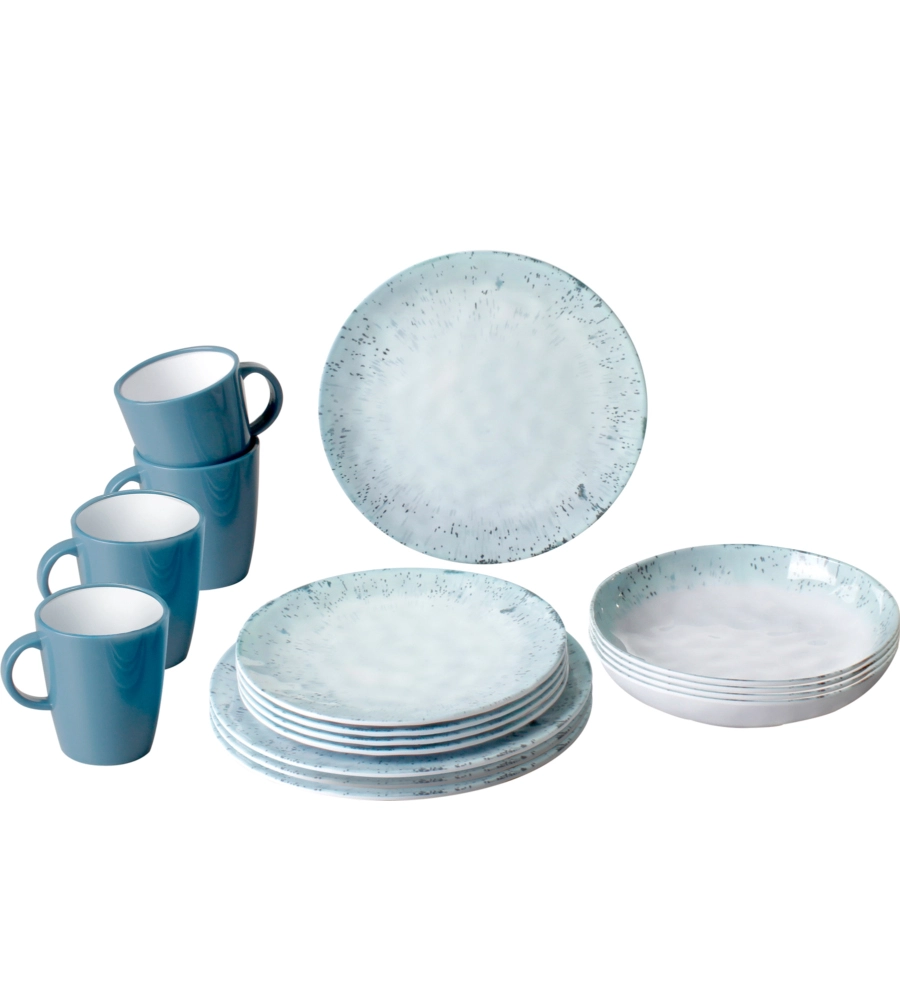 SET 16 STOVIGLIE DA CAMPEGGIO BRUNNER "AMALFI" IN MELAMINA