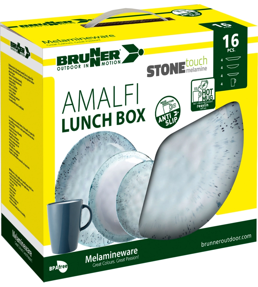 SET 16 STOVIGLIE DA CAMPEGGIO BRUNNER "AMALFI" IN MELAMINA