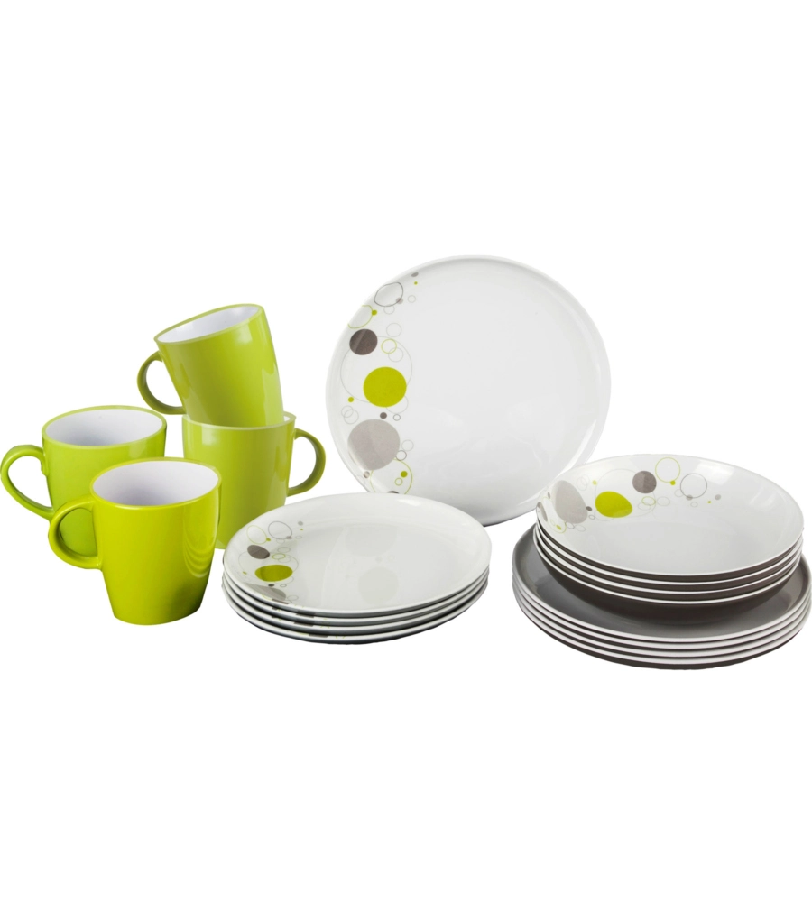 SET 16 STOVIGLIE DA CAMPEGGIO BRUNNER "SPACE" IN MELAMINA ANTISCIVOLO