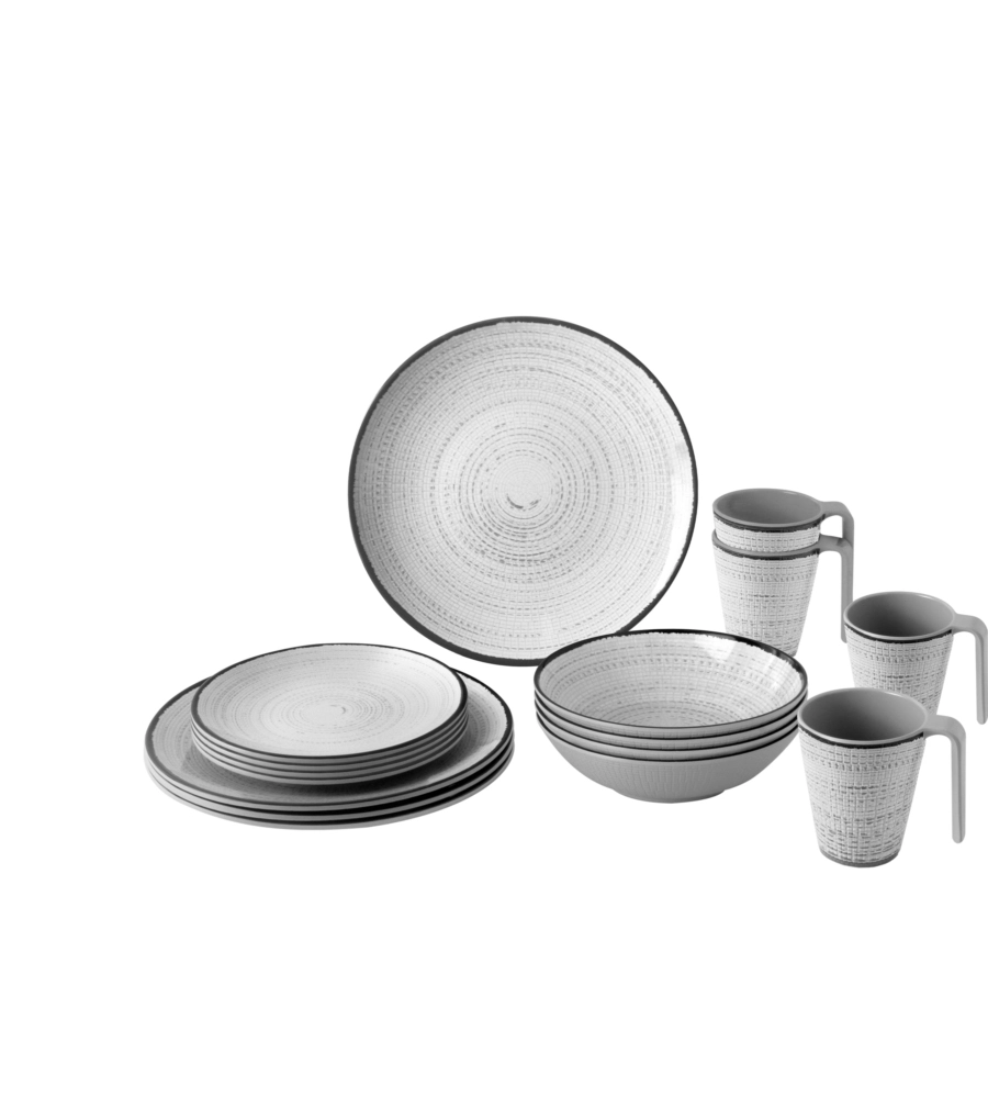 SET 16 STOVIGLIE DA CAMPEGGIO BRUNNER "TIVOLI" IN MELAMINA ANTISCIVOLO