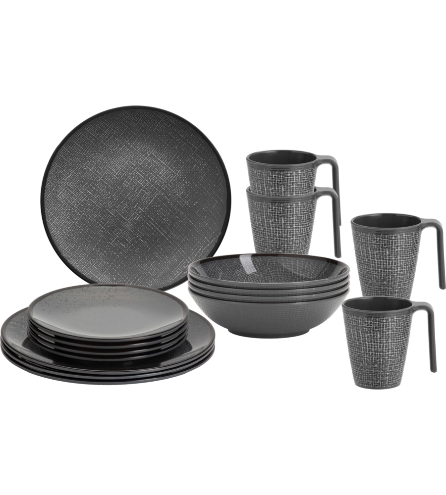 SET 16 STOVIGLIE DA CAMPEGGIO BRUNNER "COTTERY" IN MELAMINA ANTISCIVOLO