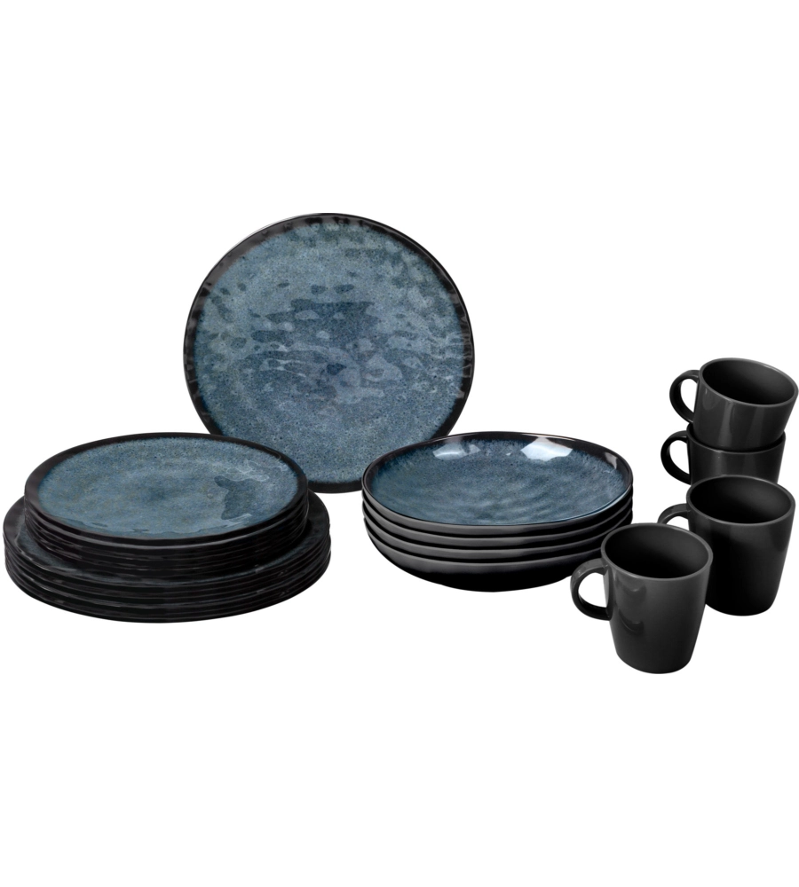 SET 16 STOVIGLIE DA CAMPEGGIO BRUNNER "VENETIAN" IN STONE TOUCH ANTISCIVOLO
