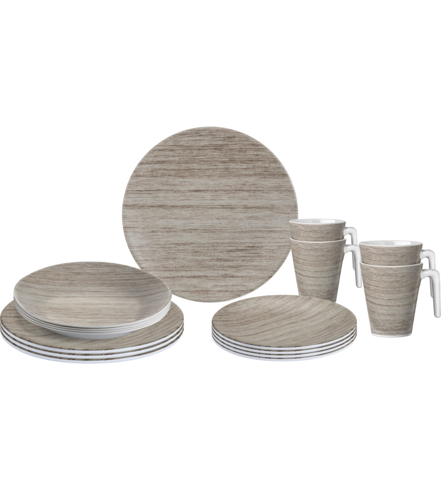 SET 16 STOVIGLIE DA CAMPEGGIO BRUNNER "SEQUOIA" IN MELAMINA