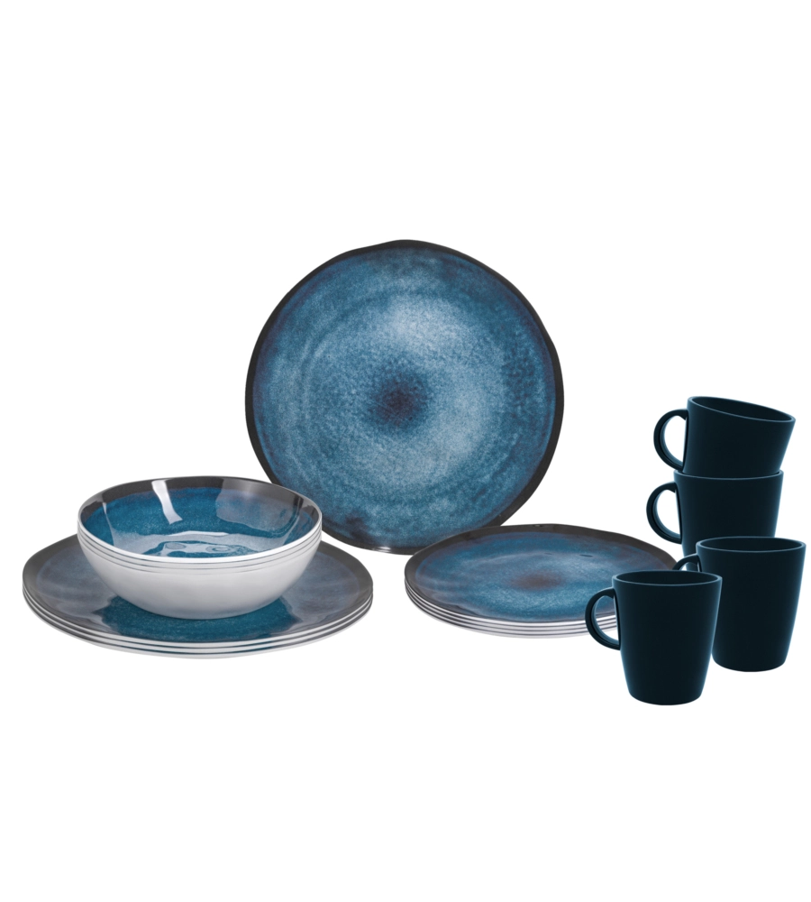 SET 16 STOVIGLIE DA CAMPEGGIO BRUNNER "BREEZE" IN MELAMINA