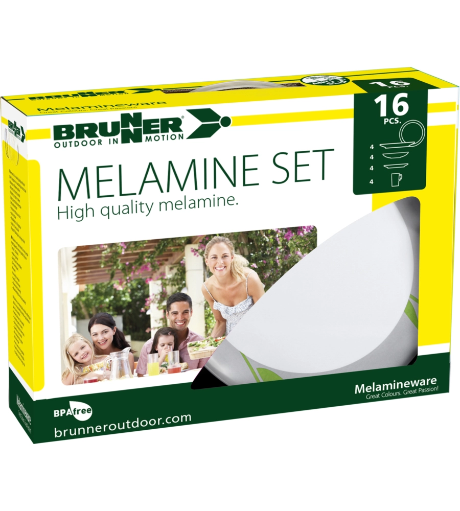 SET 16 STOVIGLIE DA CAMPEGGIO BRUNNER "TULIP" IN MELAMINA