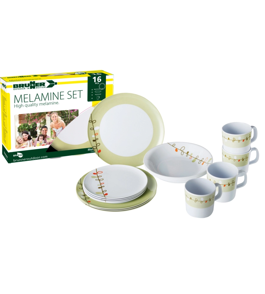 SET 16 STOVIGLIE DA CAMPEGGIO BRUNNER "ESPRIT" IN MELAMINA