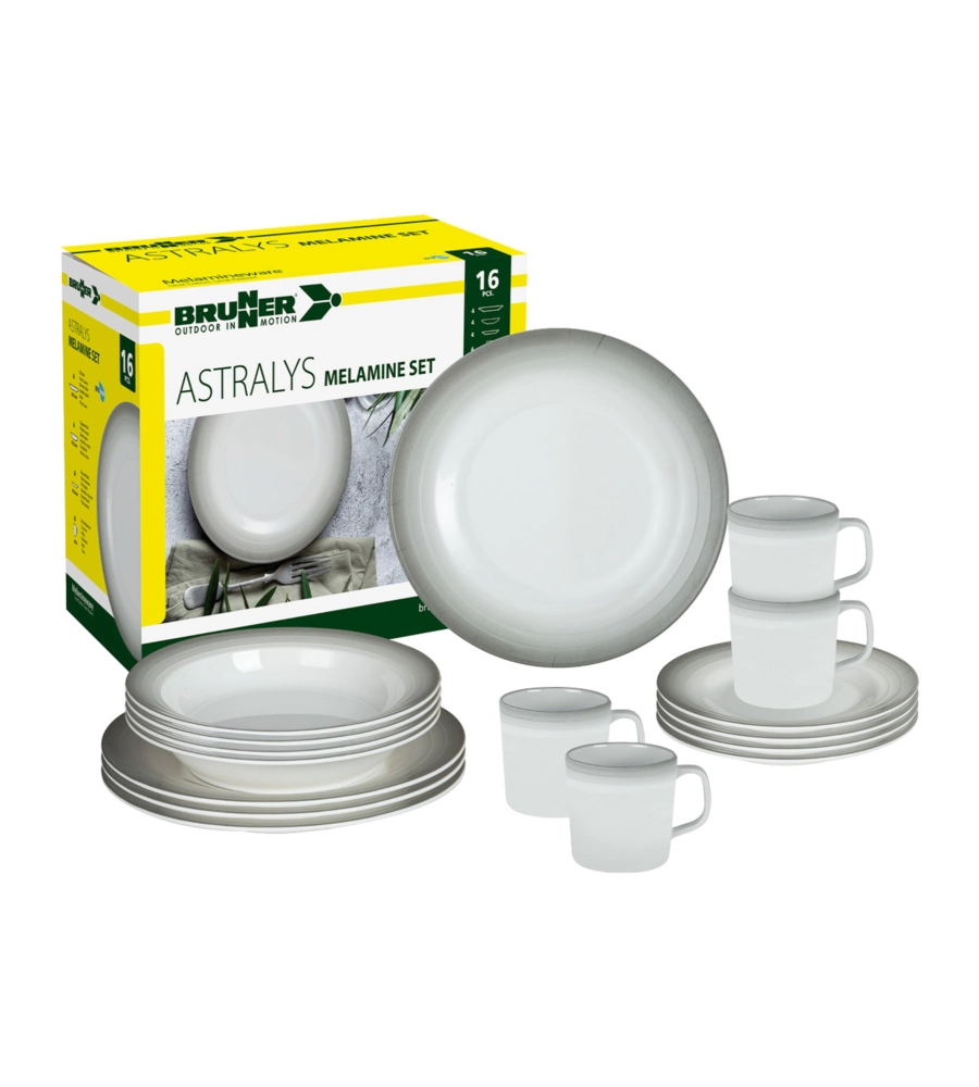 SET 16 STOVIGLIE DA CAMPEGGIO BRUNNER "ASTRALYS" IN MELAMINA