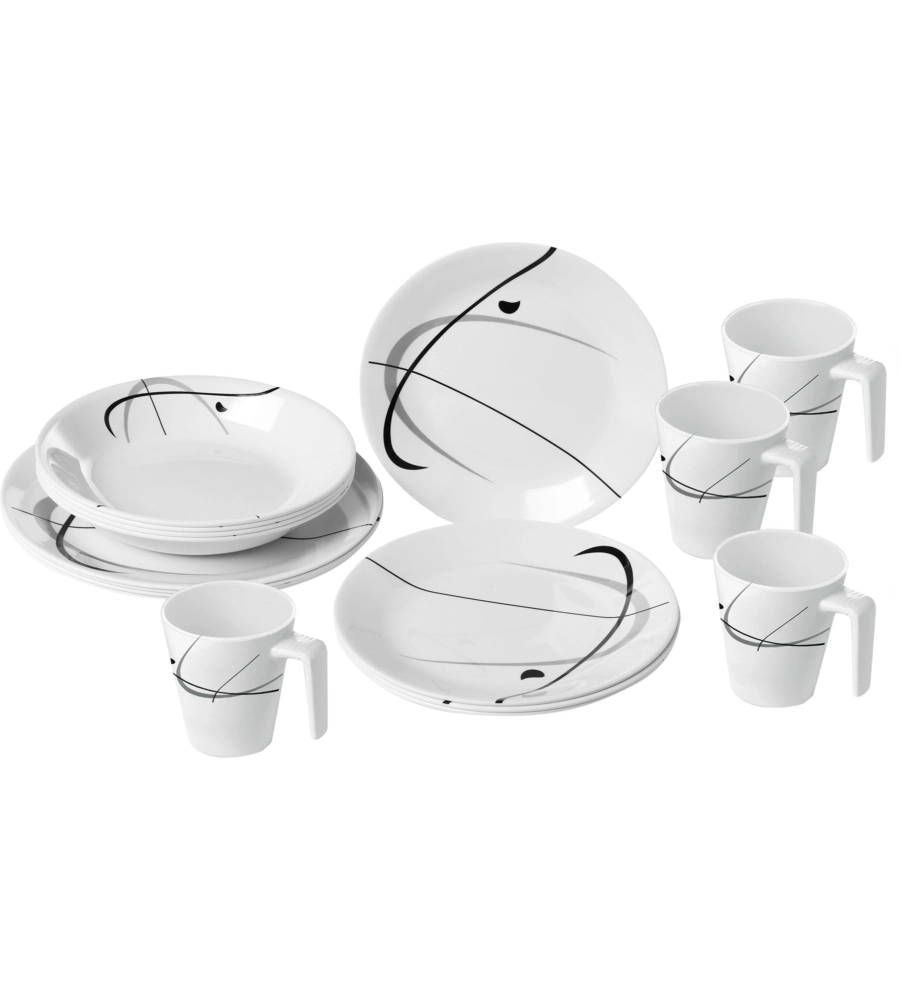 SET 16 STOVIGLIE DA CAMPEGGIO BRUNNER "SERENADE" IN MELAMINA ANTISCIVOLO