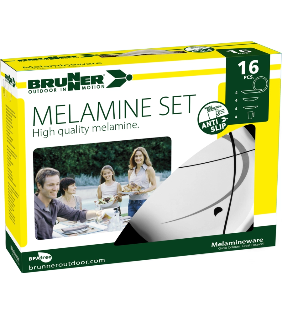 SET 16 STOVIGLIE DA CAMPEGGIO BRUNNER "SERENADE" IN MELAMINA ANTISCIVOLO