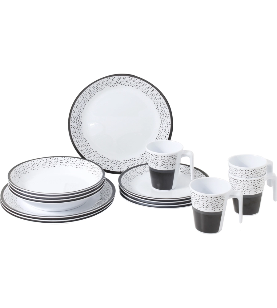 SET 16 STOVIGLIE DA CAMPEGGIO BRUNNER "PRALIN" IN MELAMINA ANTISCIVOLO