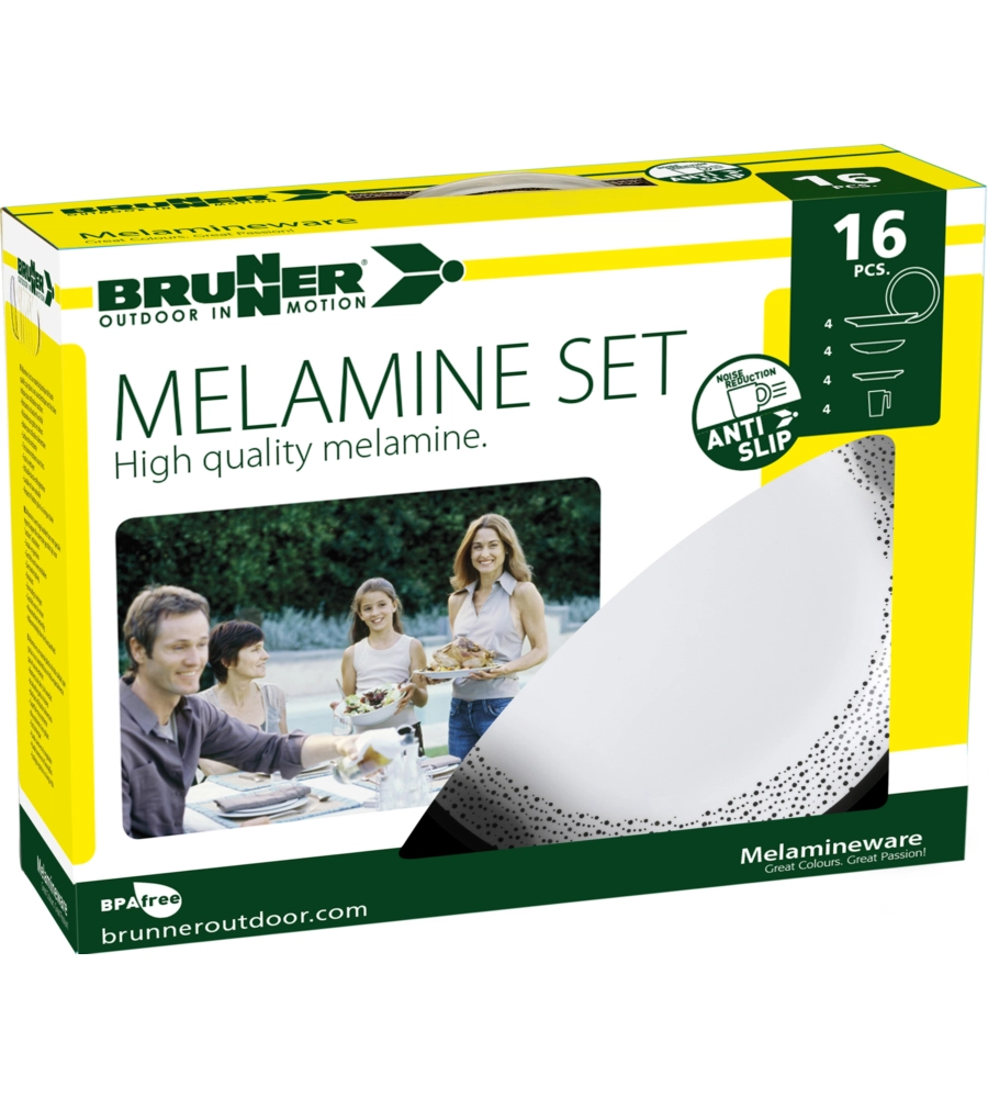 SET 16 STOVIGLIE DA CAMPEGGIO BRUNNER "PRALIN" IN MELAMINA ANTISCIVOLO