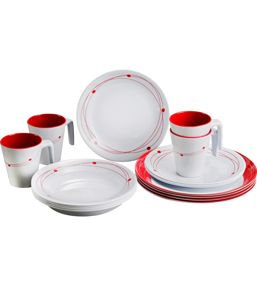 SET 16 STOVIGLIE DA CAMPEGGIO BRUNNER "COSMIC" IN MELAMINA ANTISCIVOLO