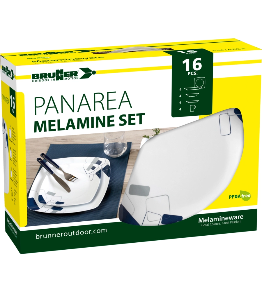 SET 16 STOVIGLIE DA CAMPEGGIO BRUNNER "PANAREA" IN MELAMINA
