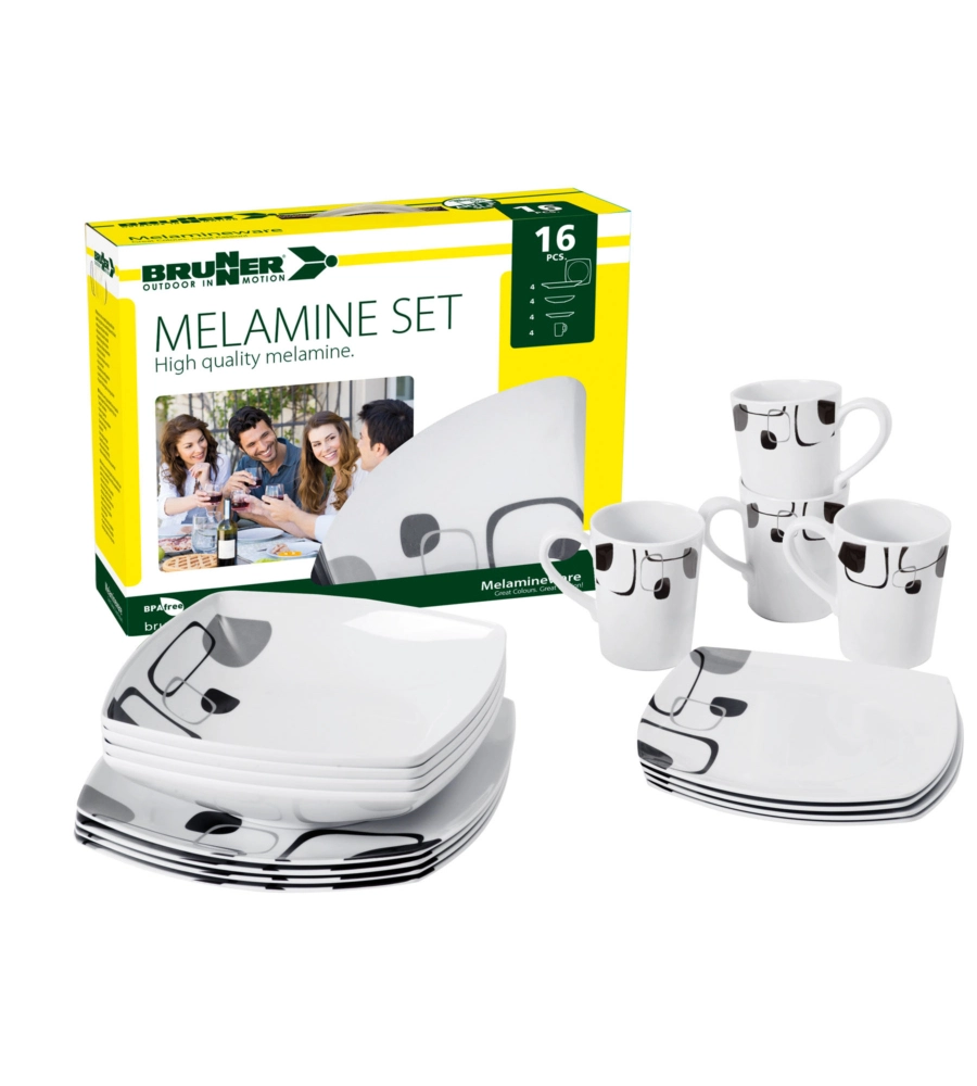 SET 16 STOVIGLIE DA CAMPEGGIO BRUNNER "ENIGMA" IN MELAMINA