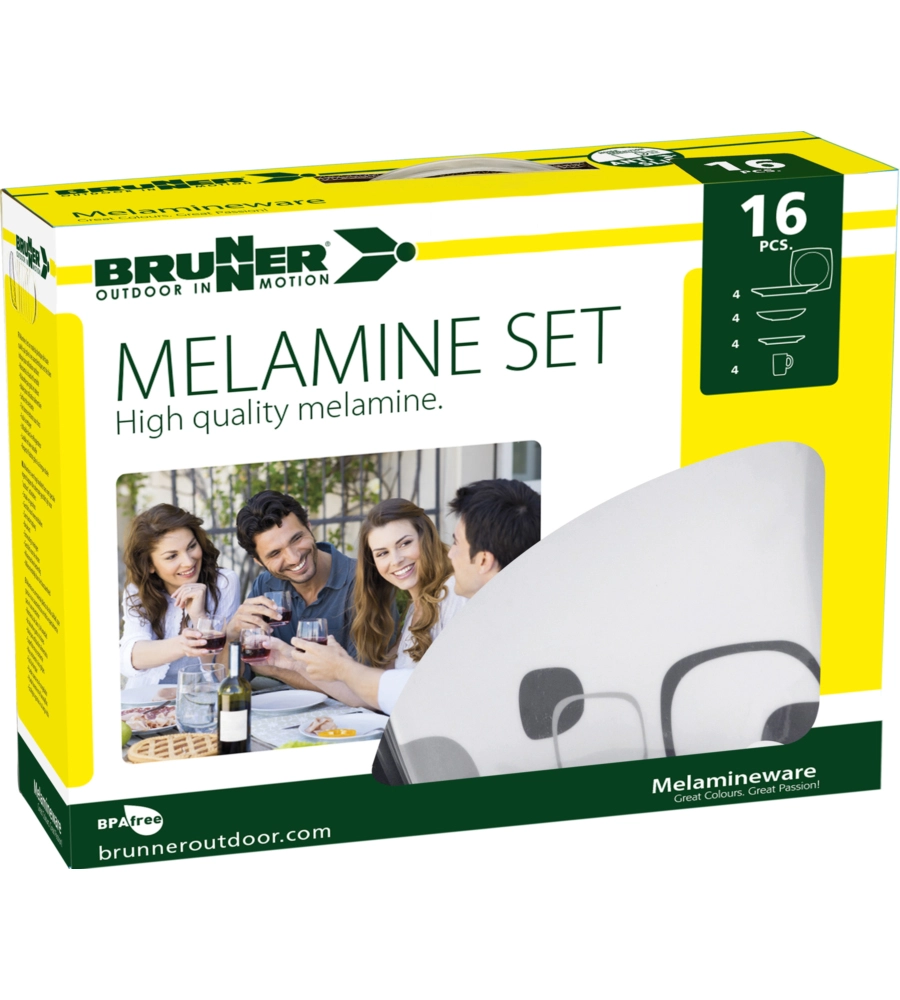 SET 16 STOVIGLIE DA CAMPEGGIO BRUNNER "ENIGMA" IN MELAMINA