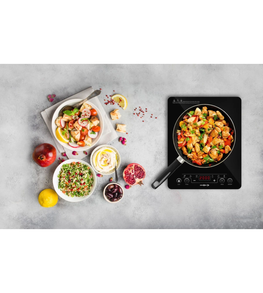 FORNELLO DA CAMPEGGIO ELETTRICO BRUNNER "HOT POINT INDUCTION" IN VETROCERAMICA 1 FUOCO 28X35X4,6 CM