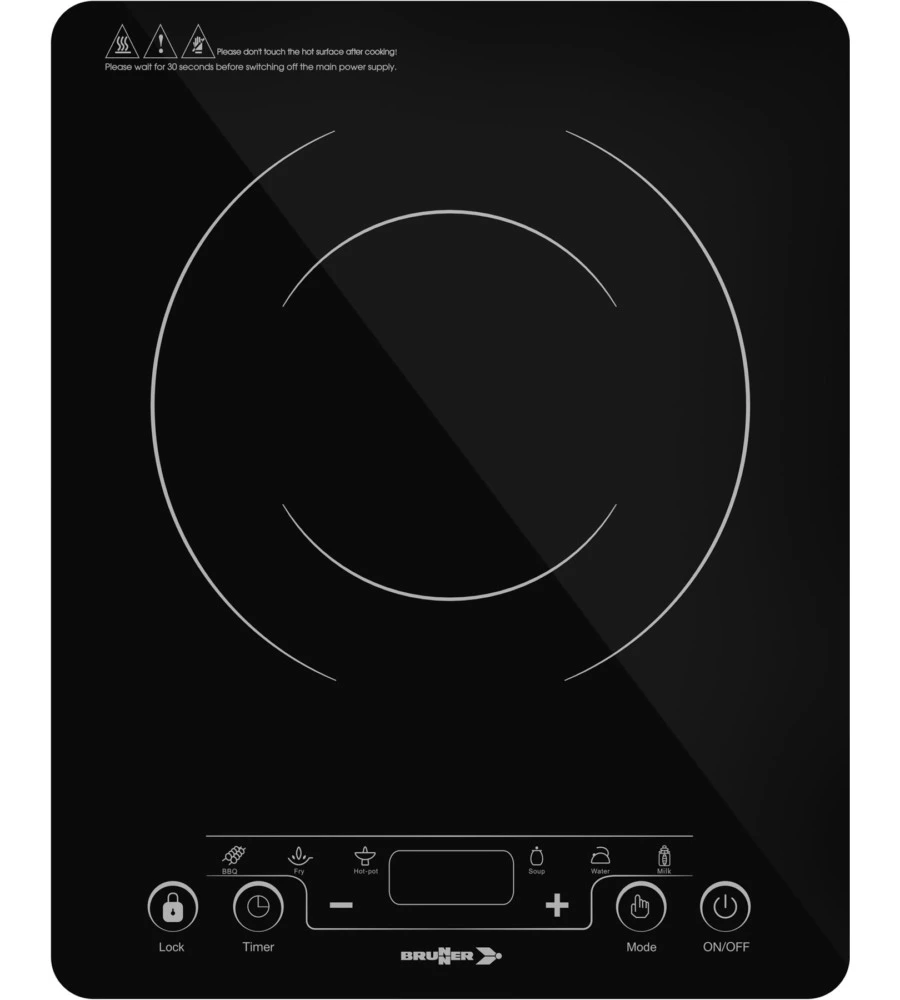 FORNELLO DA CAMPEGGIO ELETTRICO BRUNNER "HOT POINT INDUCTION" IN VETROCERAMICA 1 FUOCO 28X35X4,6 CM