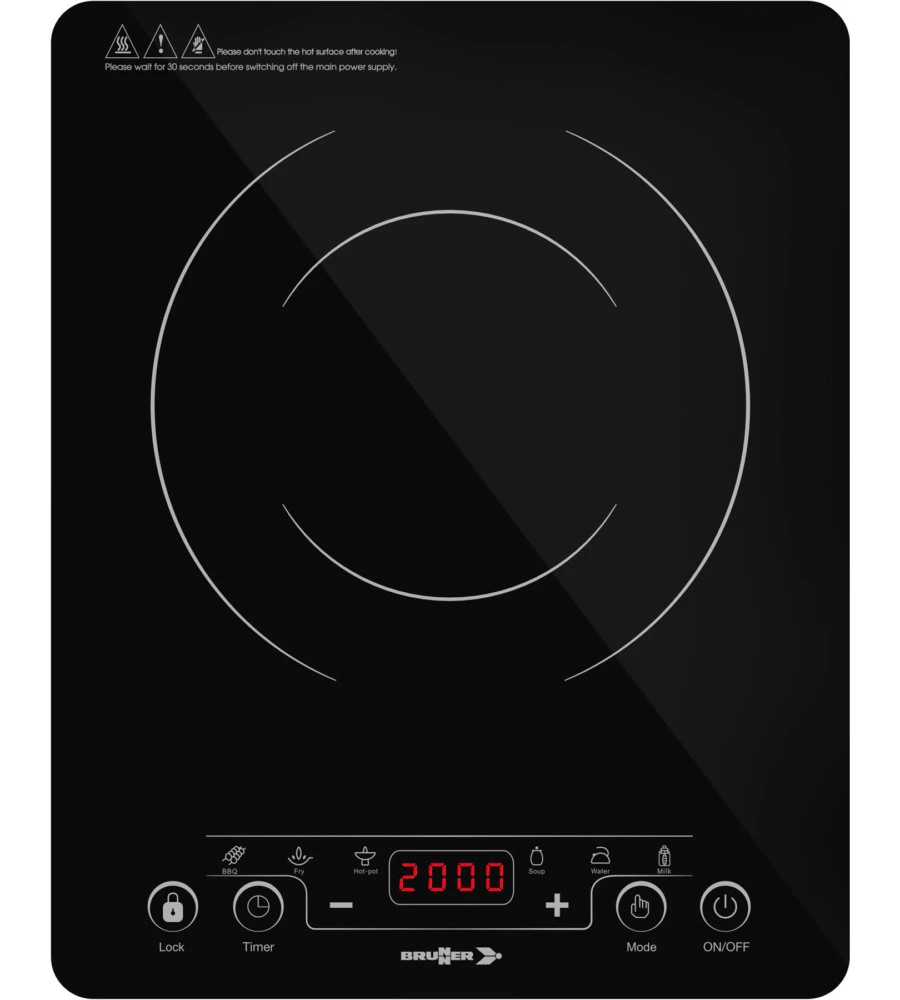 FORNELLO DA CAMPEGGIO ELETTRICO BRUNNER "HOT POINT INDUCTION" IN VETROCERAMICA 1 FUOCO 28X35X4,6 CM