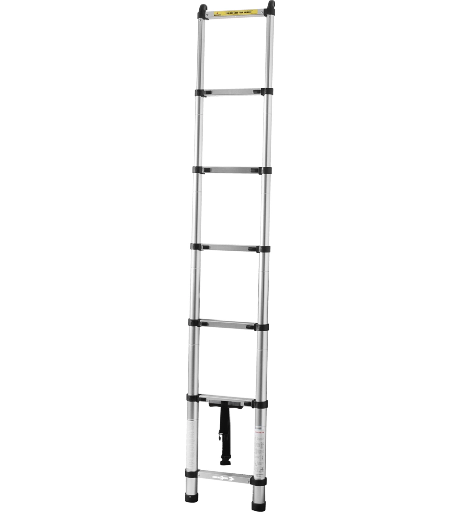 SCALA TELESCOPICA "LADDY ALCOVE" IN ALLUMINIO CON 2 GANCI DI FISSAGGIO, 210X36X6 CM