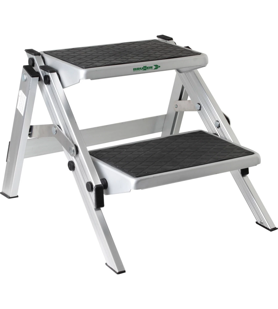 GRADINO D'INGRESSO DOPPIO PER VEICOLI BRUNNER "RUCKSTEP ALU" IN ALLUMINIO RICHIUDIBILE, 51X53X19,5/38,5 CM