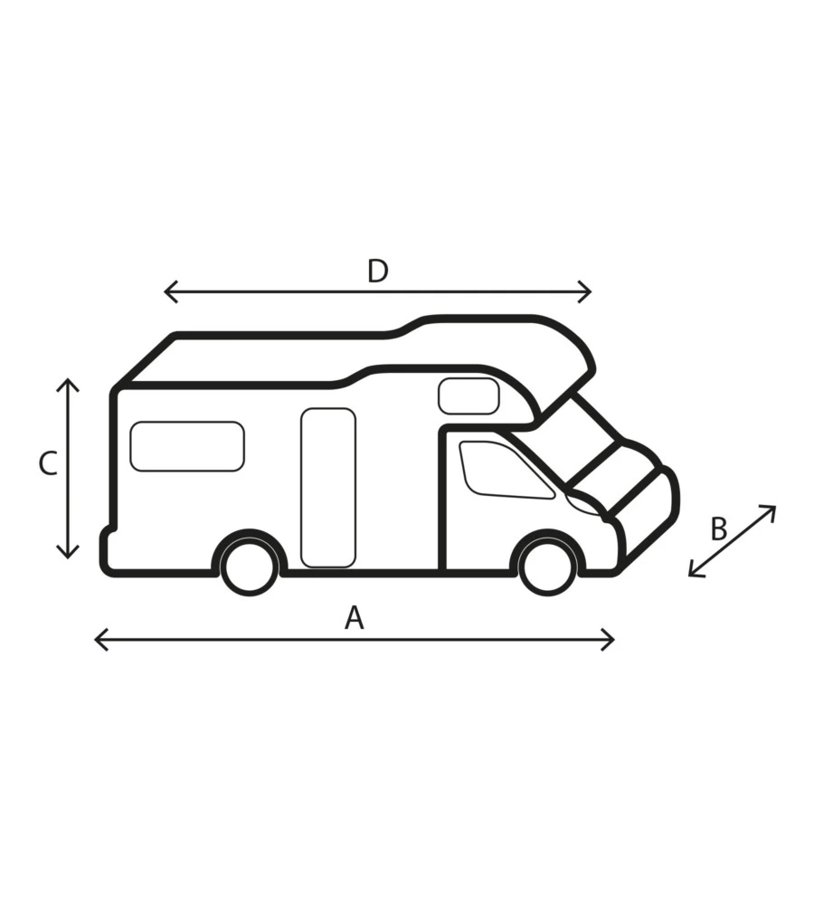 COPERTURA PROTETTIVA PER CAMPER BRUNNER "DESIGN 12M" IN TNT A 4 STRATI, 600-650 CM
