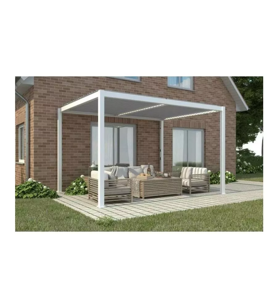 PERGOLA BIOCLIMATICA RIVIERA "SOLANUM PLUS" IN ALLUMINIO BIANCO 300X300X240 CM