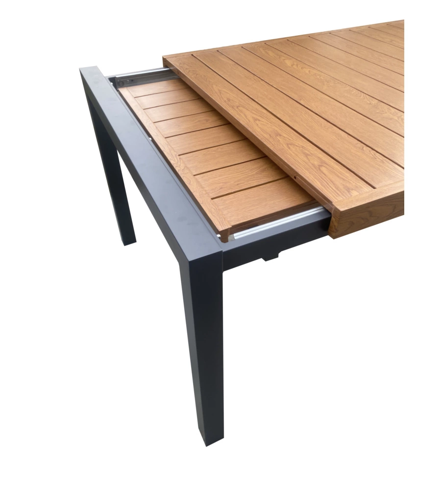 TAVOLO DA ESTERNO ESTENSIBILE "ALISSA" IN ALLUMINIO TEAK NATURALE 160/240X100X74 CM
