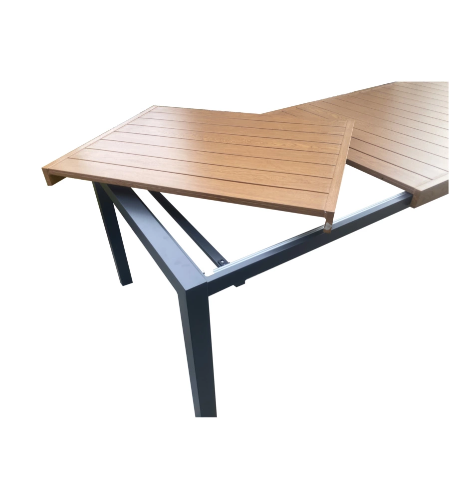 TAVOLO DA ESTERNO ESTENSIBILE "ALISSA" IN ALLUMINIO TEAK NATURALE 160/240X100X74 CM