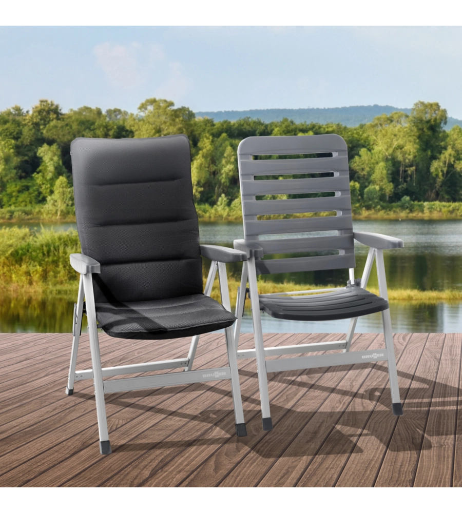 SEDIA DA CAMPEGGIO RECLINABILE BRUNNER "SKYE ARIA" IN ALLUMINIO E PP NERO 69X62X109 CM