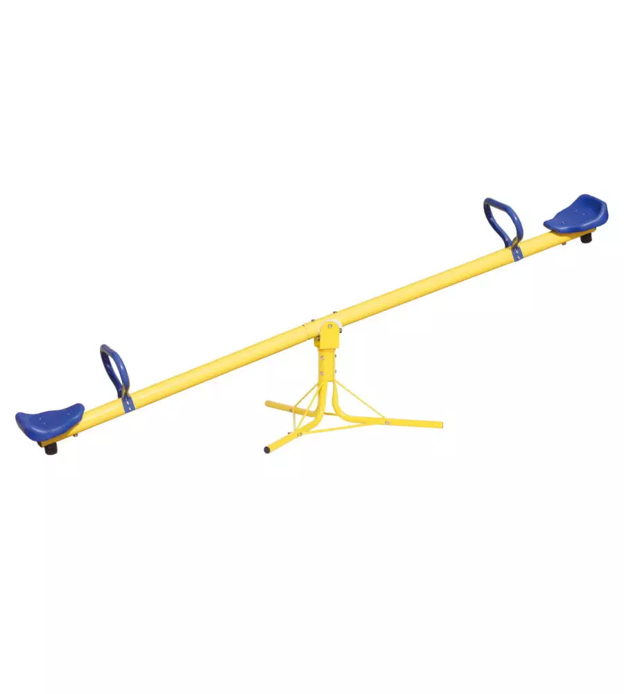 DONDOLO PER BAMBINI DA ESTERNO ESSENZA "PINCO PANCO" CON DUE SEDUTE GIALLO E BLU IN METALLO E PLASTICA 200X67X70 CM
