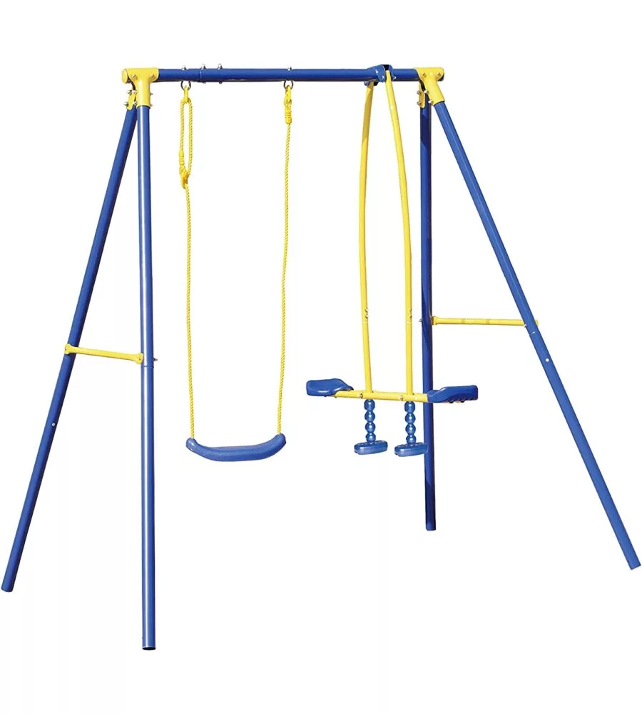 ALTALENA PER BAMBINI CON CAVALLUCCIO ESSENZA "3 MISURA" IN ACCIAIO E PLASTICA COLORE BLU, 187X142X182 CM