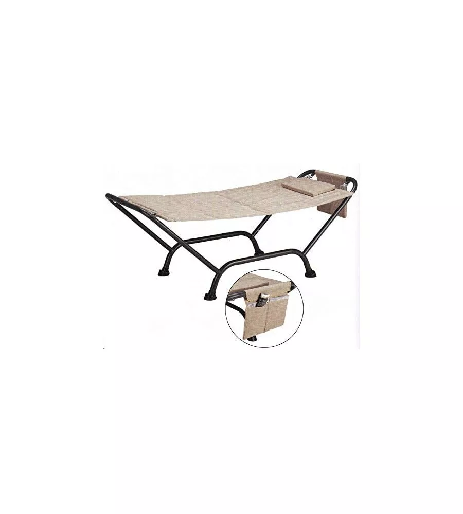 AMACA DA ESTERNO ESSENZA "MALDIVE" CON SUPPORTO IN ACCIAIO E PVC COLORE BEIGE 230X98X82 CM