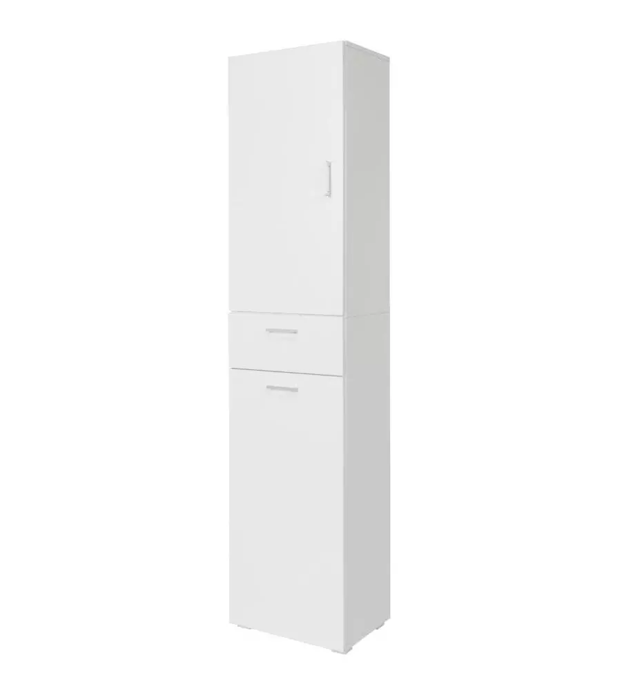 ARMADIO 1 ANTA, 1 CASSETTO E 1 CESTELLO PORTABIANCHERIA COLORE BIANCO, 45X32X195 CM