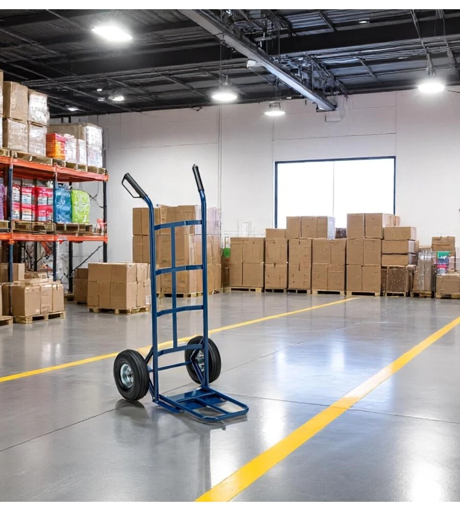 CARRELLO PER TRASPORTO CON RUOTE PNEUMATICHE E PORTATA MASSIMA DI 250 KG ESSENZA 55X68X116 CM